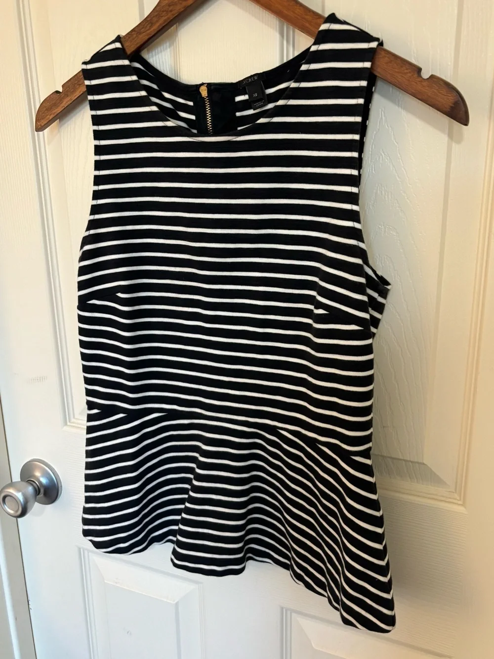 J.Crew Black White Stripe Sleeveless Romper XS Fall Workwear Layering